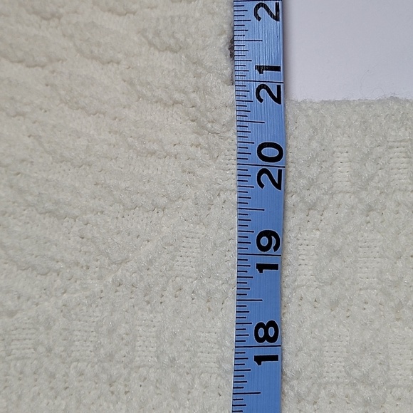 VTG Sweater Cardigan Coat Longline Knit 3/4 Sleeve Open Front Collar 60s Cream M - Picture 7 of 9